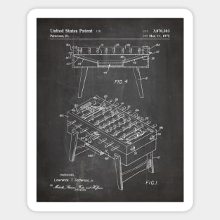 Foosball Table Patent - Foosball Player Game Room Art - Black Chalkboard Sticker